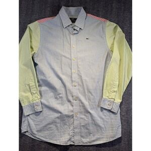 Vineyard Vines Kids Large Gingham Whale Button Up Shirt Multi Color 3W0323